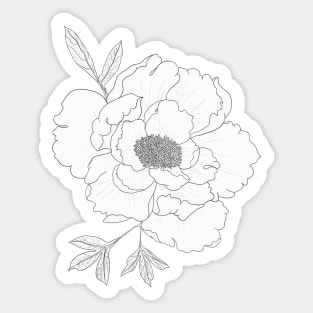 Peony Pattern - Flower Line Art Sticker